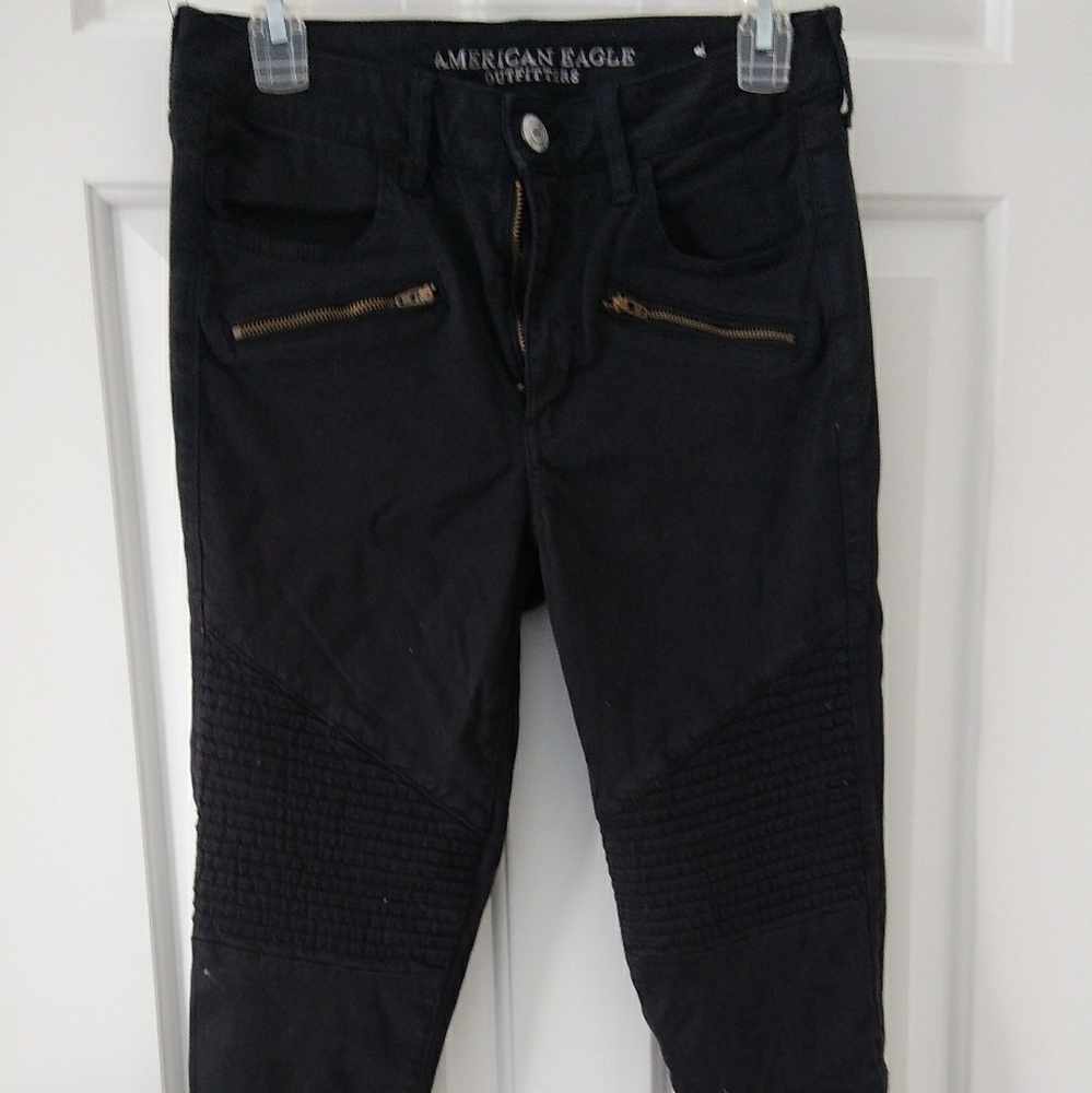 Super cute biker style jeggings with jeans feel
